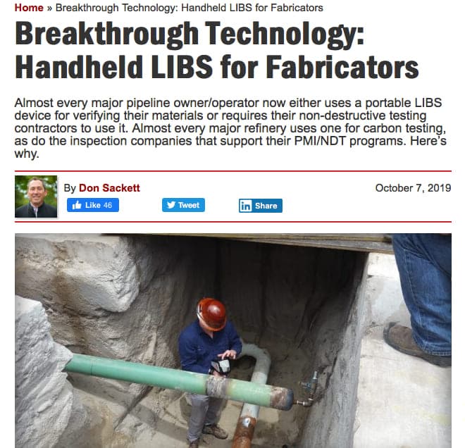 Handheld LIBS for NDT: Breakthrough Technology for Fabricators