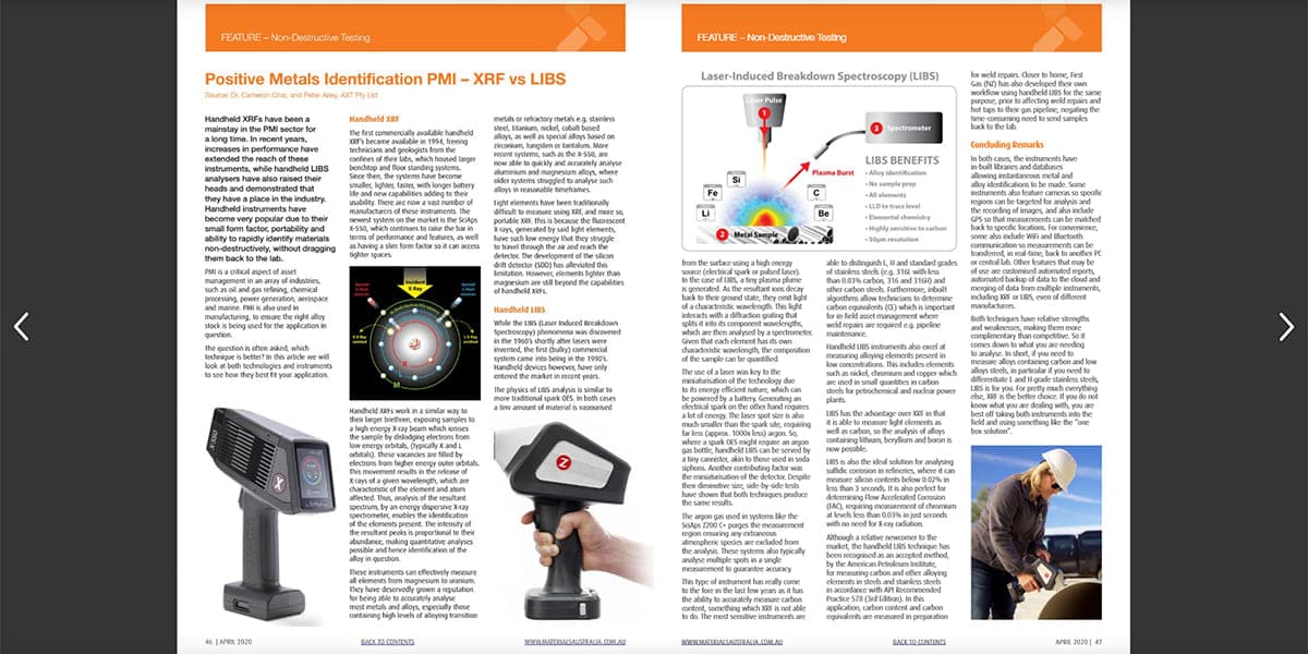 Positive Metals Identification (PMI) - XRF vs LIBS